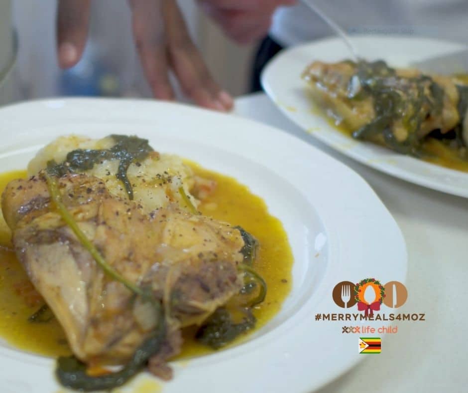 A hearty Zimbabwean dish of chicken and pap