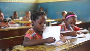 Janete at school studying